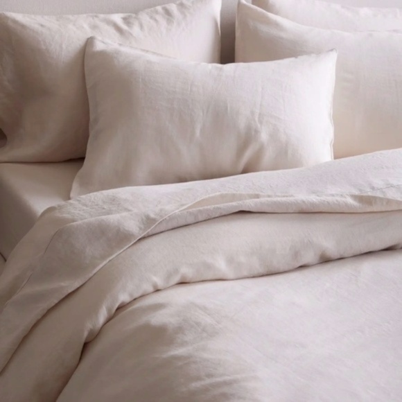 NWT Quince European Linen Sand (Light Tan) Queen Duvet Cover with Matching Shams - Picture 5 of 7